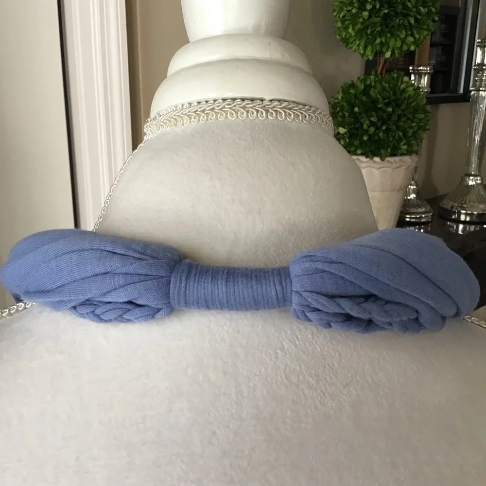 NEW Scarf Necklace Blue Multi Loop Braid Tassel Knot Multi Loop SOFT Knit Boho - Picture 9 of 9